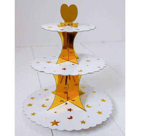 Soporte para cupcakes tres pisos estrellas doradas - 1301-14