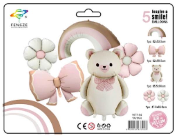 Globo Osa y flor Kit 5 piezas - 1677-94