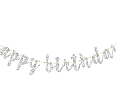 Banner "Happy Birthday" plateado - 1733-5 - Mayorista