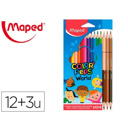 Maped Lapiz 12+3 Colores Peps