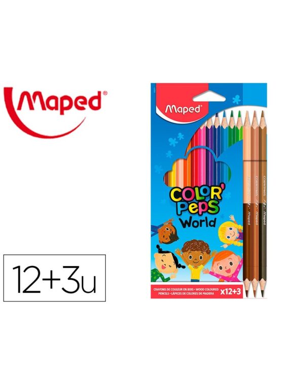 Maped Lapiz 12+3 Colores Peps