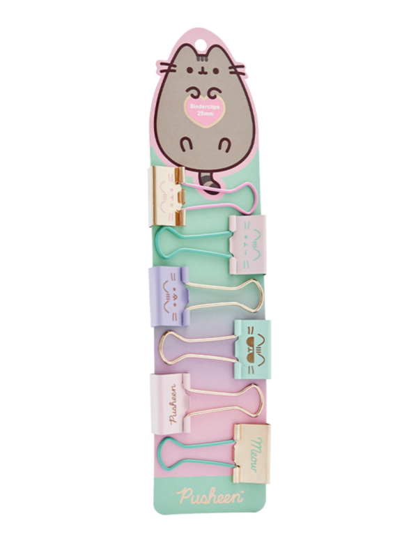 Pusheen binder clips 6 unidades