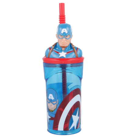 Capitan América botella c/pajita 360ml