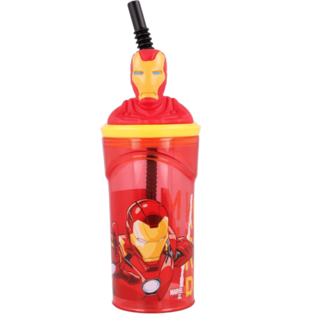 Iron man botella c/pajita 360ml