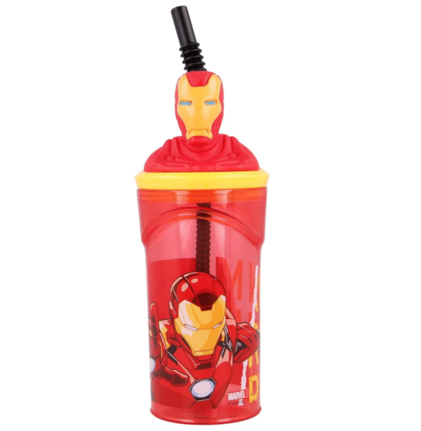 Iron man botella c/pajita 360ml