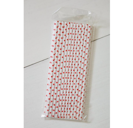 Pajitas 25Pc blanca con red dots - HA9005