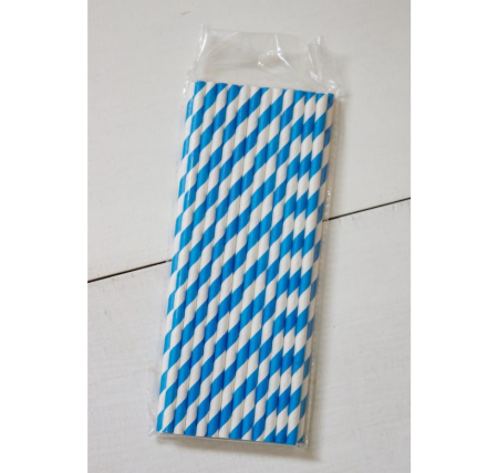Pajitas 25Pc azul con blanco stripes - HA9025