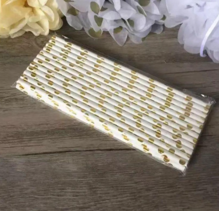 Pajitas 25Pc con stripe dorado - HA9032