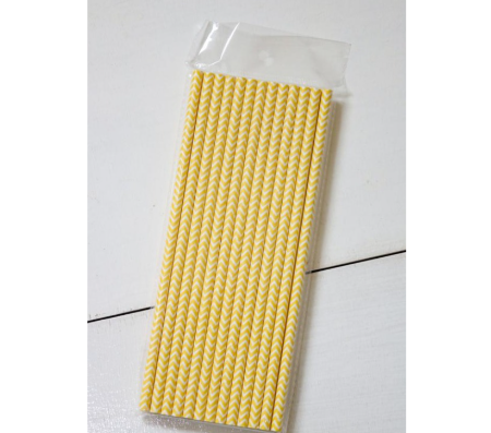 Pajitas 25Pc amarillo con stripe blanco - HA9118