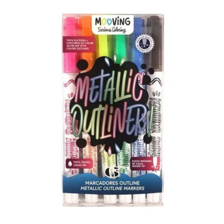 Mooving marcador metallic outliner (6 unidades)