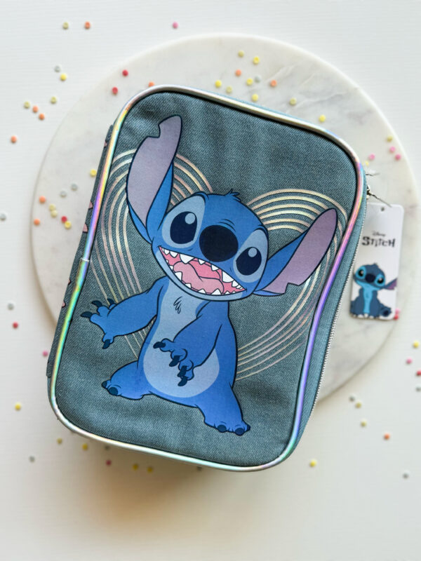 Stitch cartuchera denim con divisoria
