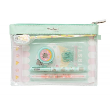 Pusheen kit de papelería (verde pastel)