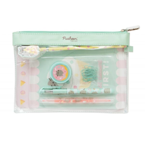 Pusheen kit de papelería (verde pastel)