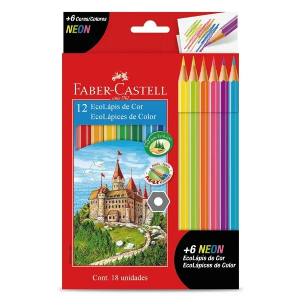 FABER LÁPIZ 12PC + 6PC NEÓN - Imagen 2
