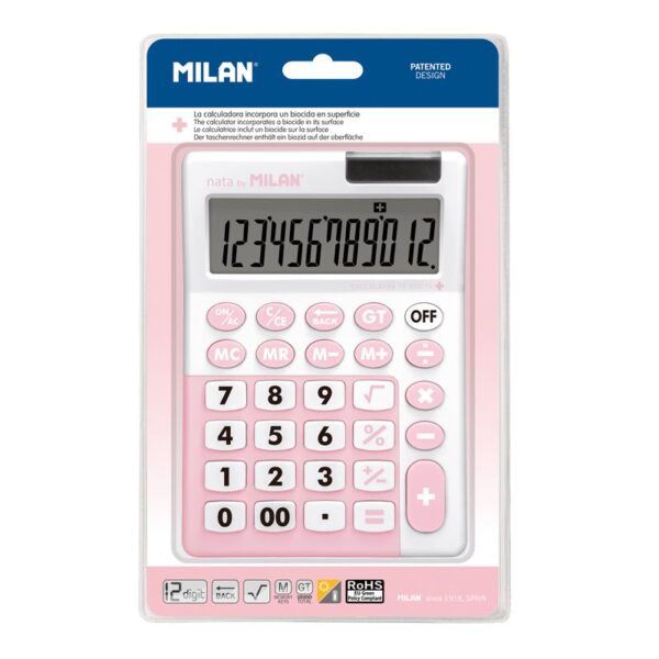 MILAN CALCULADORA ROSA 12 DIG - Imagen 3