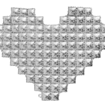 Globo "Corazón" panel metalizado 110x140cm plateado - 26206
