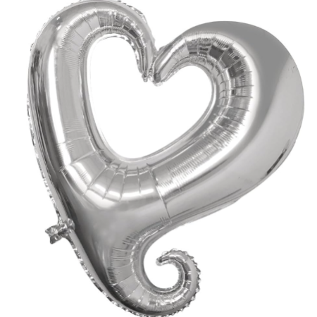 Globo "Corazón abierto" plata 36x40cm - 26666