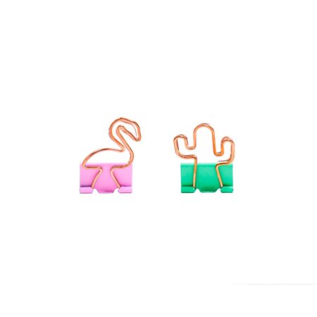 BRW BINDER CLIP 6PC ROSA/VERDE