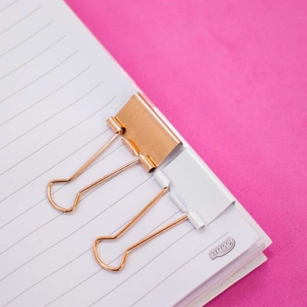 BRW BINDER CLIP 6PC WHITE ROSE