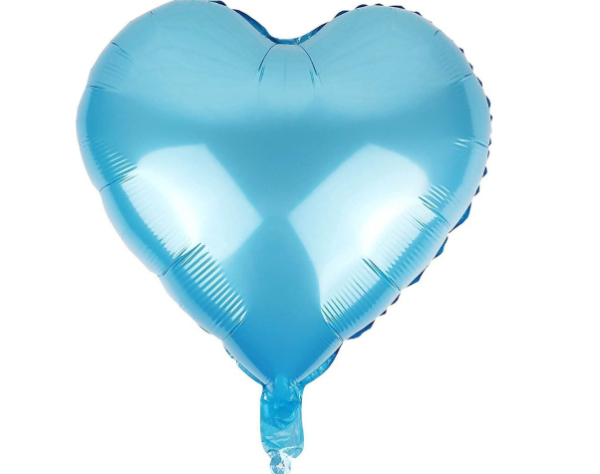 Globo "Corazón" metalizado celeste 18" - 456124