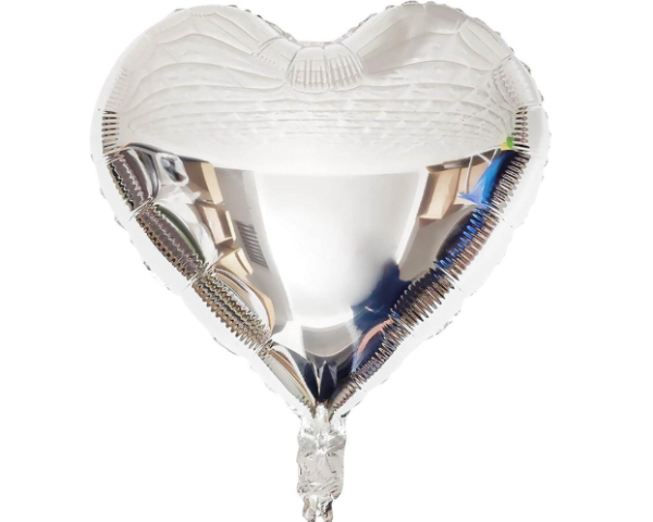 Globo "Corazón" metalizado plateado 18" - 456130