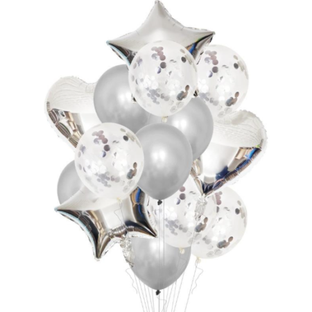 Kit de globos 14 piezas plata - 61707