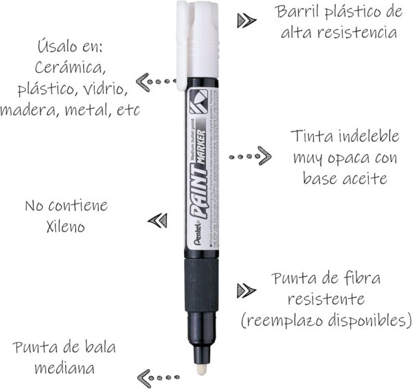 PENTEL MARKER BLANCO MMP20-WO - Imagen 2