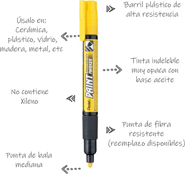 PENTEL MARKER AMARILLO - Imagen 2