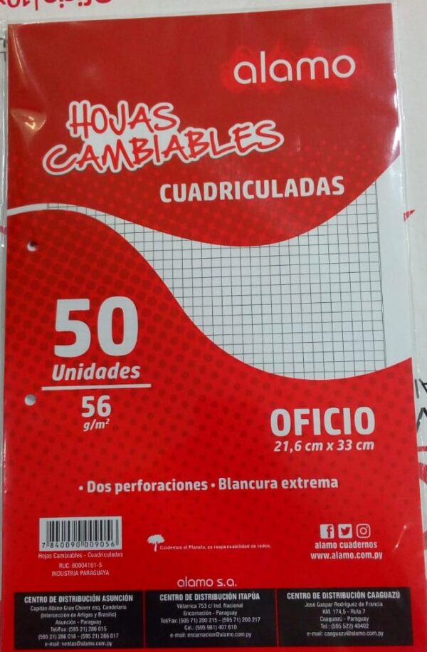 ALAMO HOJAS CUADRICULADO 50PC