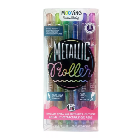 Mooving bolígrafo roller metallic (estuche de 6 unidades)