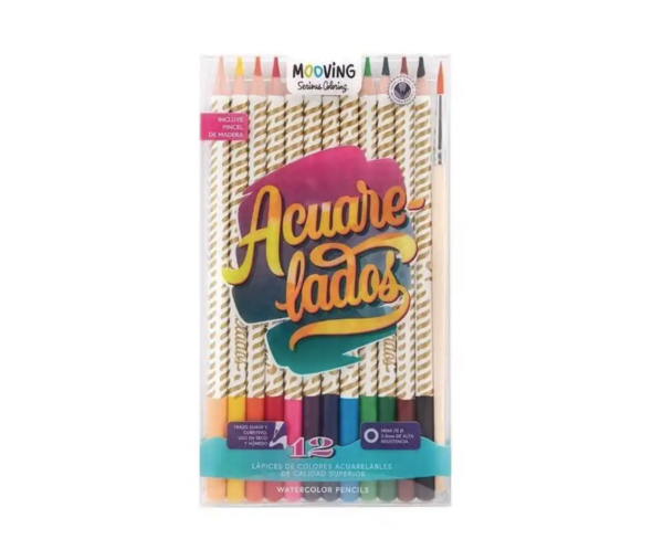 Mooving "acuarelados" lápices de colores (estuche de 12 unidades)
