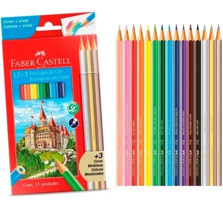 FABER LÁPIZ 12+3 METÁLICOS