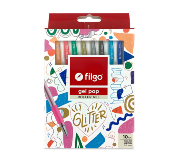 Filgo bolígrafo roller gel con glitter (estuche de 10 unidades)