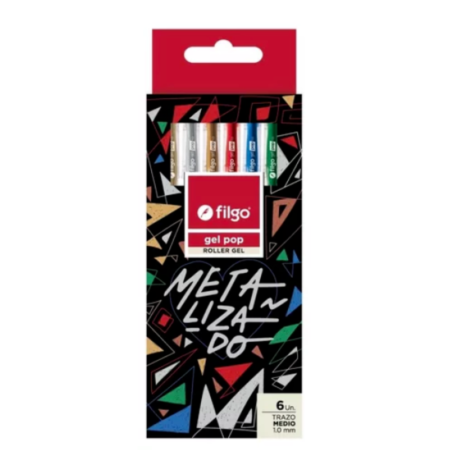 Filgo bolígrafo roller gel metalizado (estuche de 6 unidades)