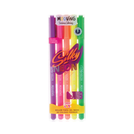 Mooving bolígrafo roller silky NEON (estuche de 5 unidades)