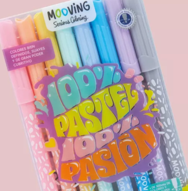 Mooving marcadores pasteles (estuche de 8 unidades)