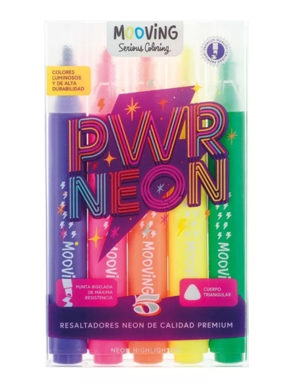 Mooving marcador resaltador neon (estuche de 5 unidades)