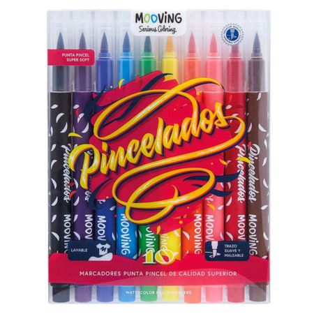 Mooving marcadores pincelados brush lettering (estuche de 10 unidades)