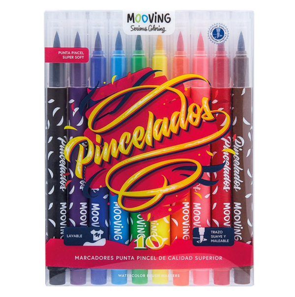 Mooving marcadores pincelados brush lettering (estuche de 10 unidades)
