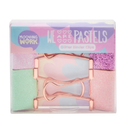 Mooving pastel glitter binder clip sujeta papel
