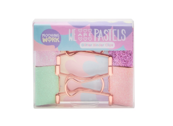 Mooving pastel glitter binder clip sujeta papel
