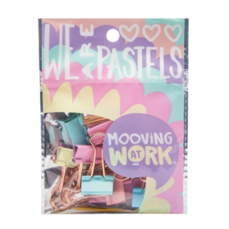 Mooving pastel binder clip sujeta papel 19mm (12 unidades)