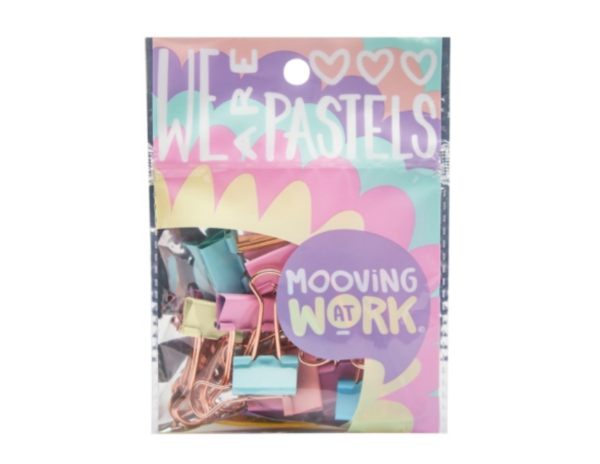 Mooving pastel binder clip sujeta papel 19mm (12 unidades)
