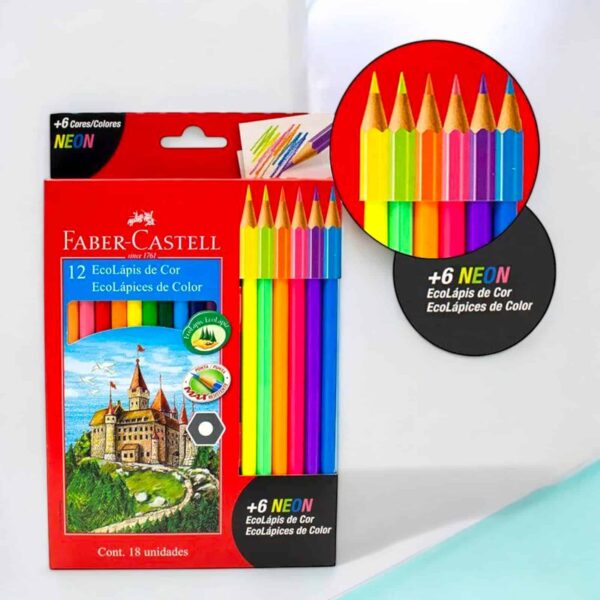 FABER LÁPIZ 12PC + 6PC NEÓN
