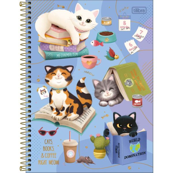 TILIBRA CUADERNO UNIVERSITARIO 80HOJAS ESPIRAL CATS RAYADO - Imagen 3
