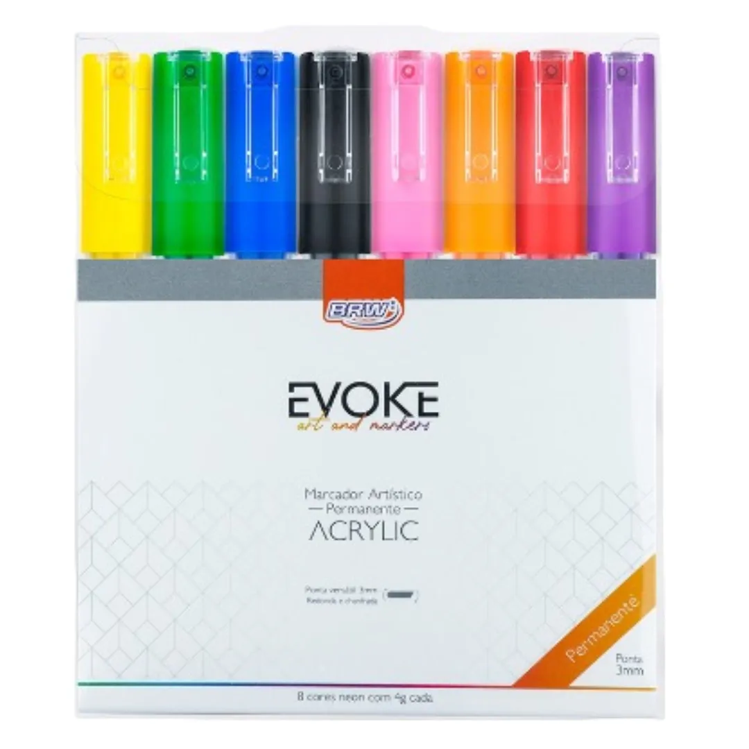 BRW MARCADOR ACRÍLICO 8PC COLOR NEÓN
