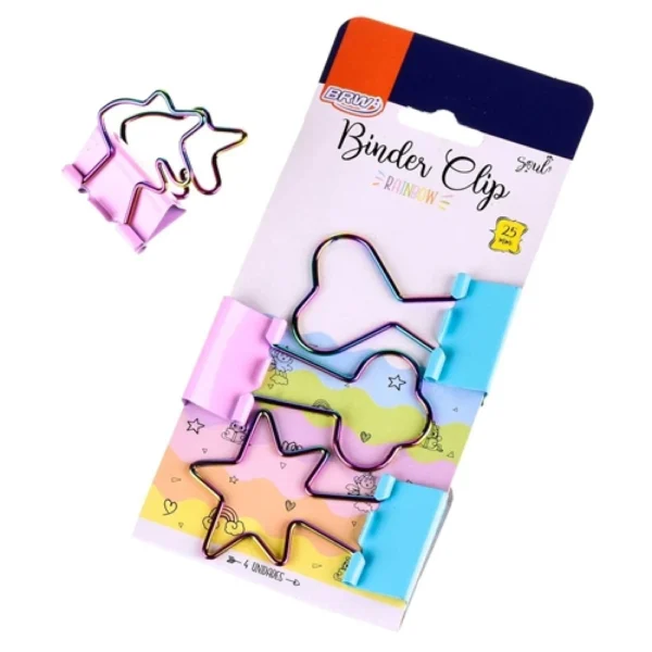 BRW BINDER CLIP 4PC ROSA/CELESTE - Imagen 2