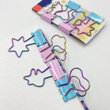 BRW BINDER CLIP 4PC ROSA/CELESTE