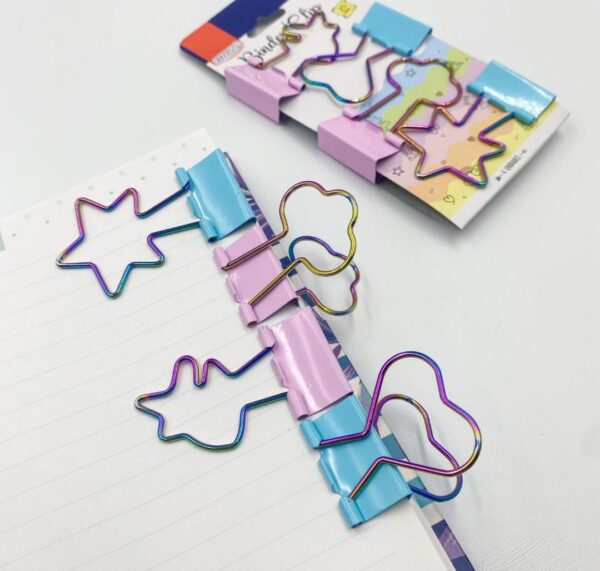 BRW BINDER CLIP 4PC ROSA/CELESTE