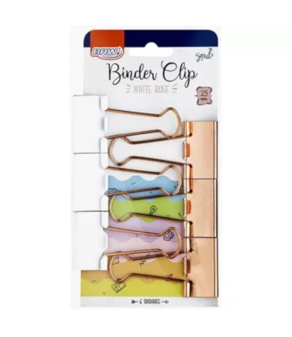 BRW BINDER CLIP 6PC WHITE ROSE - Imagen 2